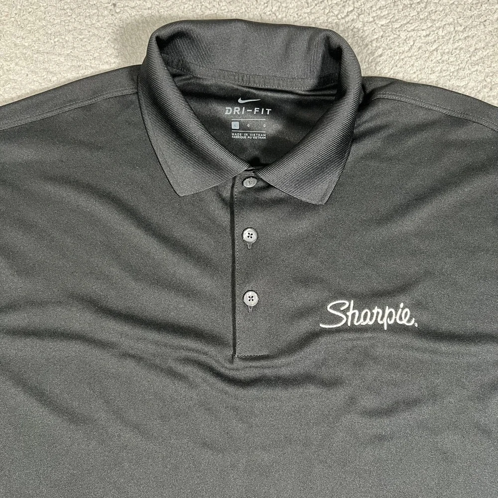 Nike Shirt Mens Large Black Golf Polo‎ Performance Stretch Dri-Fit Casual Preppy